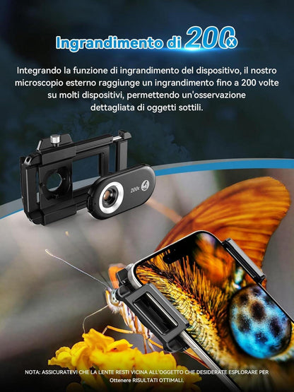 APEXEL 200X Mini-Mikroskop für Smartphone mit LED-Lichter