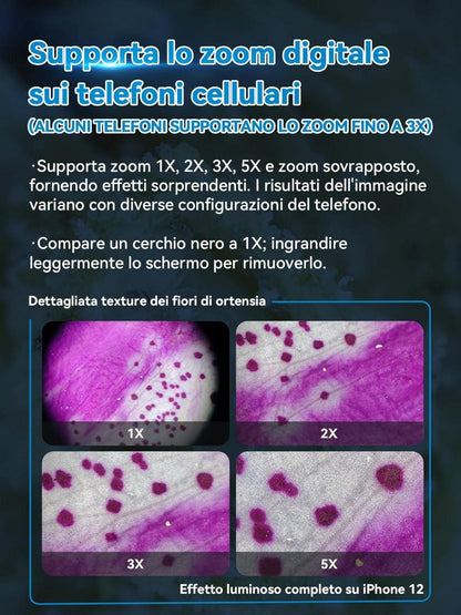 Mini-mikroskop 200X für Smartphone Kamera LED-Beleuchtung & CPL-Filter