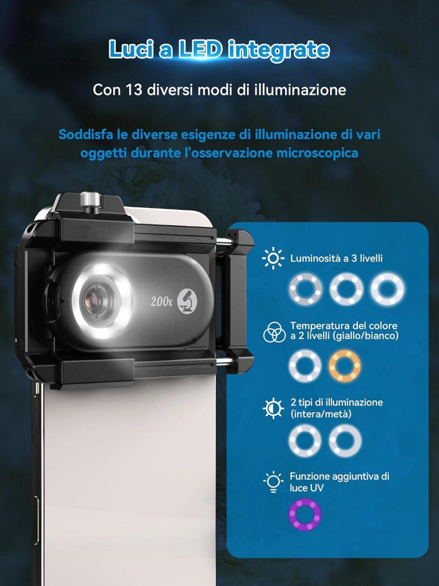 APEXEL 200X Mini Handy Mikroskop Smartphone Microscope LED Zoom Mini-mikroskop