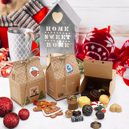 24 Stück Kraftpapier Weihnachtskalender Geschenkschachtel