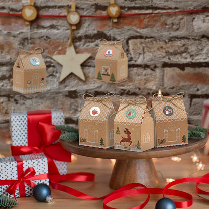 24 Stück Kraftpapier Weihnachtskalender Geschenkschachtel