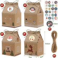 24 Stück Kraftpapier Weihnachtskalender Geschenkschachtel