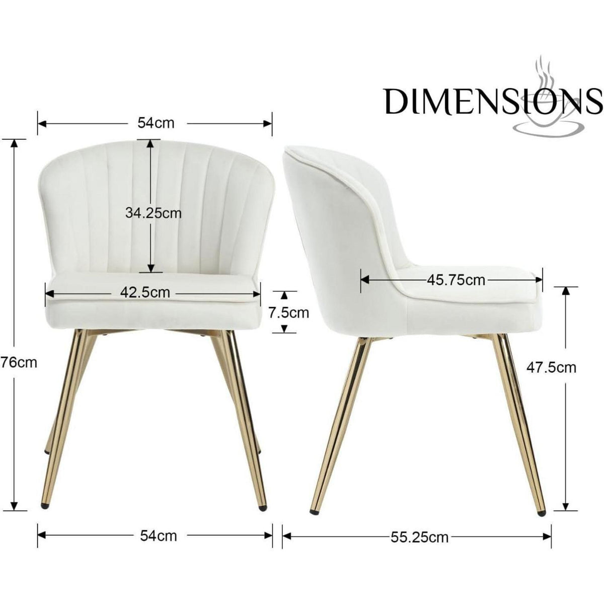 Samt 2er Set Esszimmerstühle – Beige, Modern & Bequem