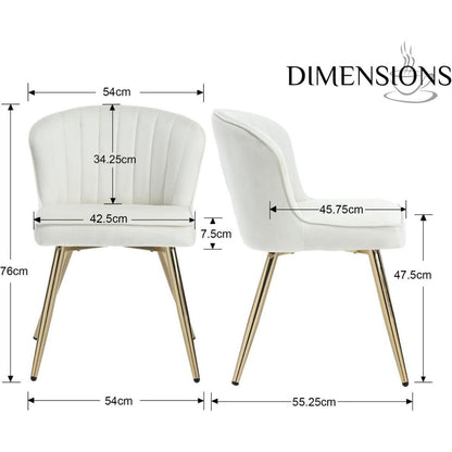 Samt 2er Set Esszimmerstühle – Beige, Modern & Bequem