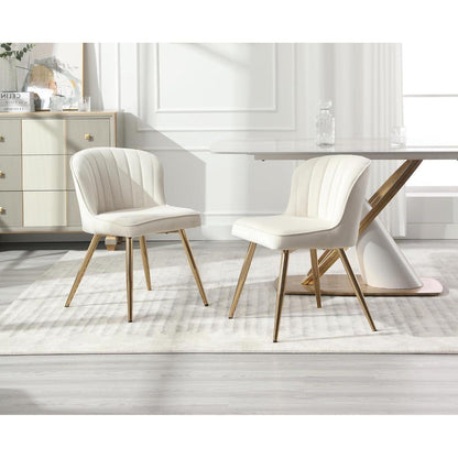 Samt 2er Set Esszimmerstühle – Beige, Modern & Bequem