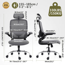 Ergonomischer Bürostuhl mit hoher Rückenlehne, klappbaren