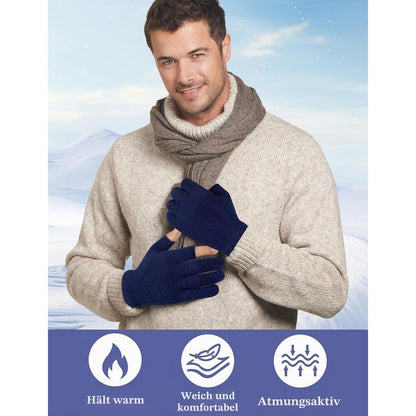 Fingerlose Handschuhe 2 Paar Thermo Strick Touchscreen Schwarz Blau