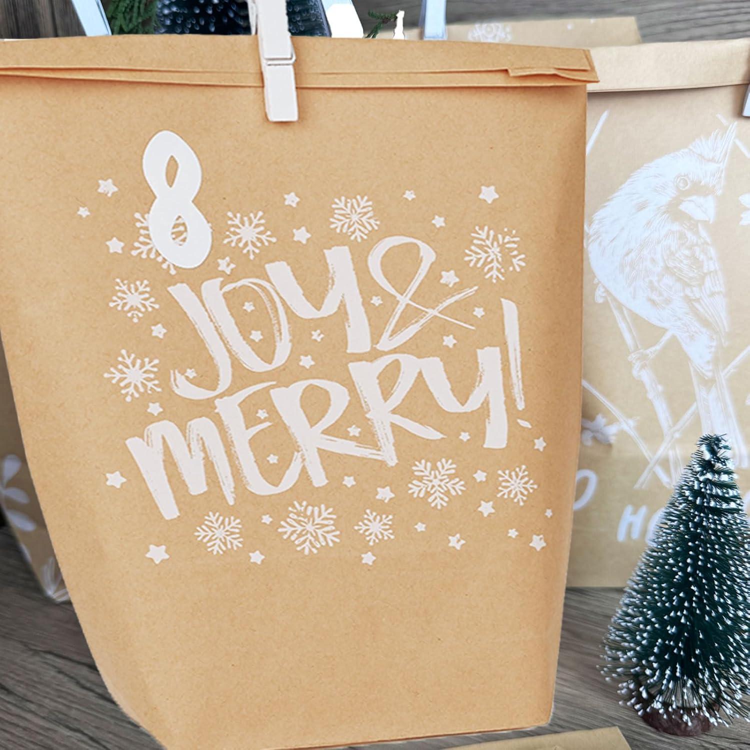 Adventskalender Tüten zum Befüllen 24 bedruckte Geschenktüten mit