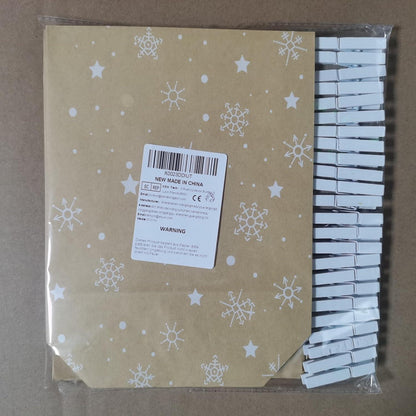 Adventskalender Tüten Weihnachten DIY Bastelset 24 bedruckte Kraftpapiertüten