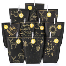 Adventskalender-Tüten Schwarzgold Weihnachtsmotiv DIY Set