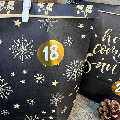 Adventskalender Tüten Schwarzgold Weihnachtskalender DIY