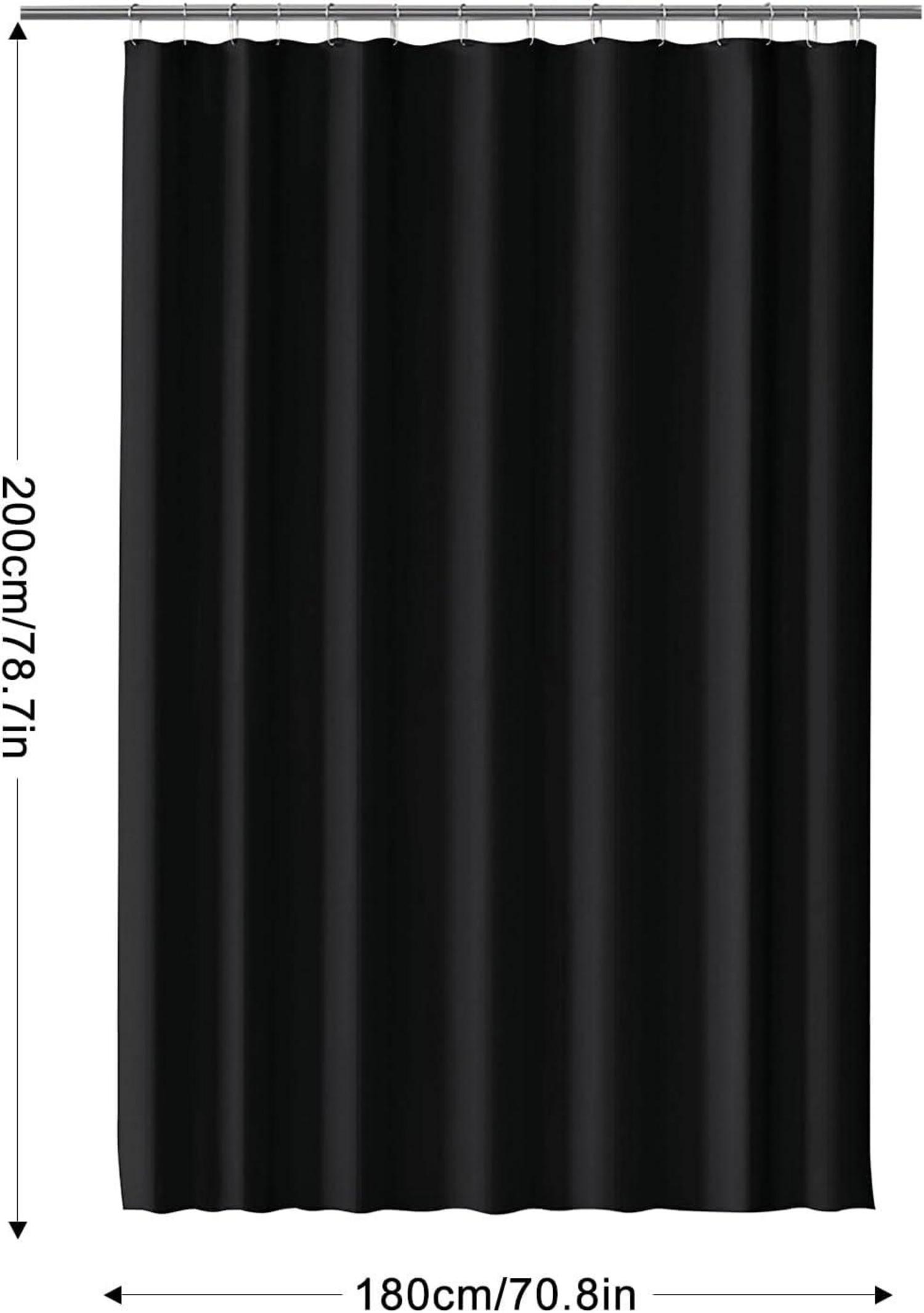 Duschvorhang 180x200 cm Schwarz Wasserdicht Waschbar PEVA