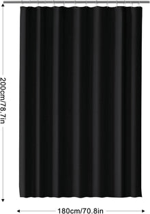 Duschvorhang 180x200 cm Schwarz Wasserdicht Waschbar PEVA