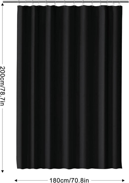 Duschvorhang 180x200 cm Schwarz Wasserdicht Waschbar PEVA