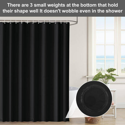 Duschvorhang 180x200 cm Schwarz Anti-Schimmel Waschbar Wasserdicht PEVA