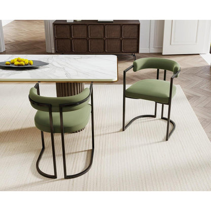 Samt Esszimmerstühle 2er Set – Modern & Bequem (Grün)