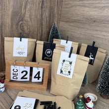 Adventskalender Tüten mit Visitenkarten - Kraftpapier