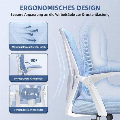Ergonomischer Bürostuhl mit Lendenstütze, Armlehnen, Höhenverstellung