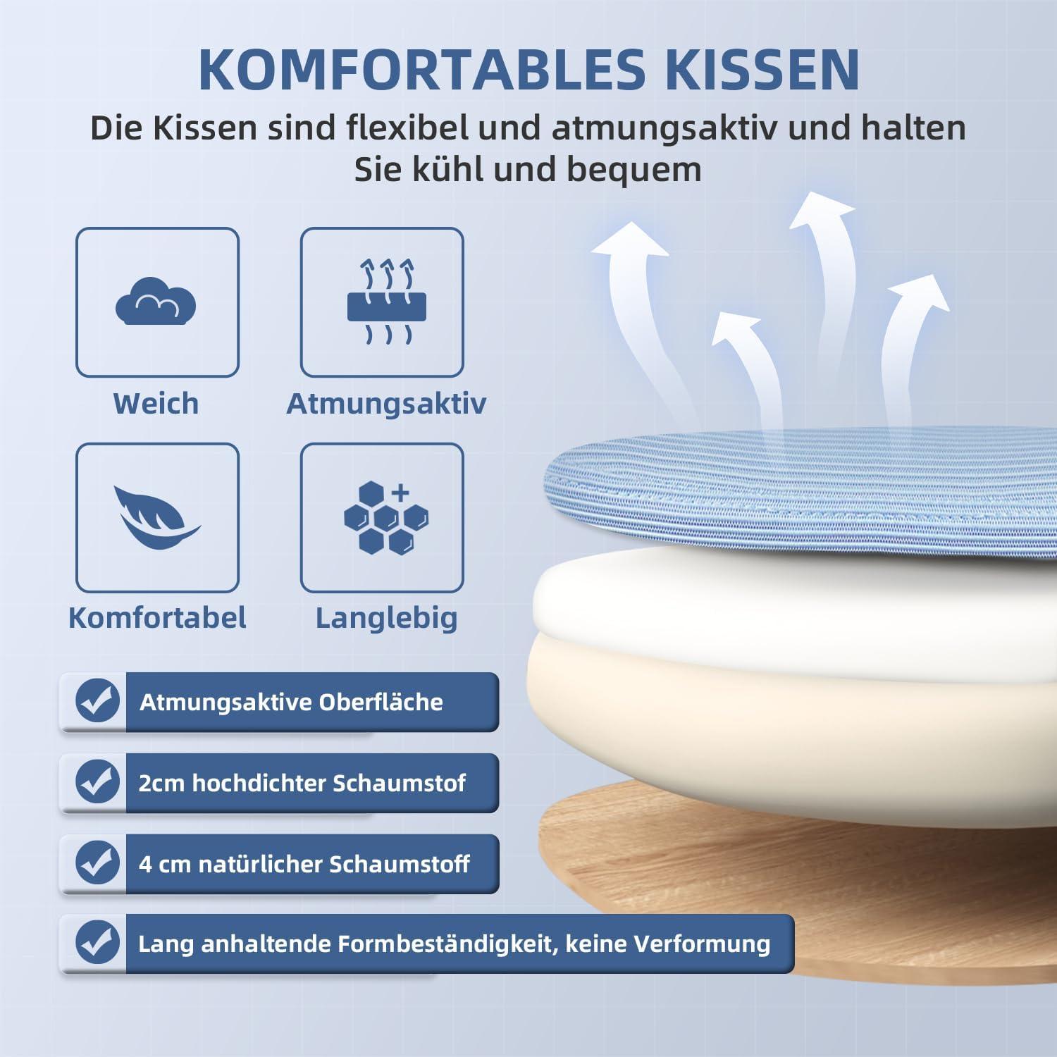 Ergonomischer Bürostuhl mit Lendenstütze und Armlehnen, Höhenverstellbar, Drehstuhl Blau