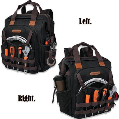Werkzeugrucksack aus gewachstem Segeltuch, 88 Taschen, robust