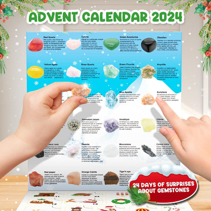 Edelstein Adventskalender 2024 für Kinder, 24 Tage Countdown Kristalle & Spielzeug