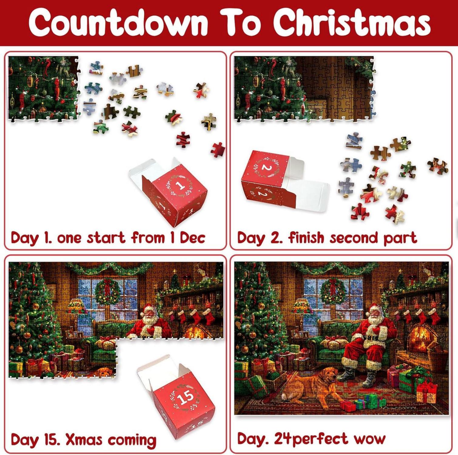 Adventskalender Puzzle 1008 Teile Weihnachts Familie Kinder Countdown