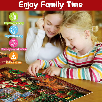 Weihnachts-Puzzle Adventskalender 2024: 1008 Teile Familien-Kalender Countdown