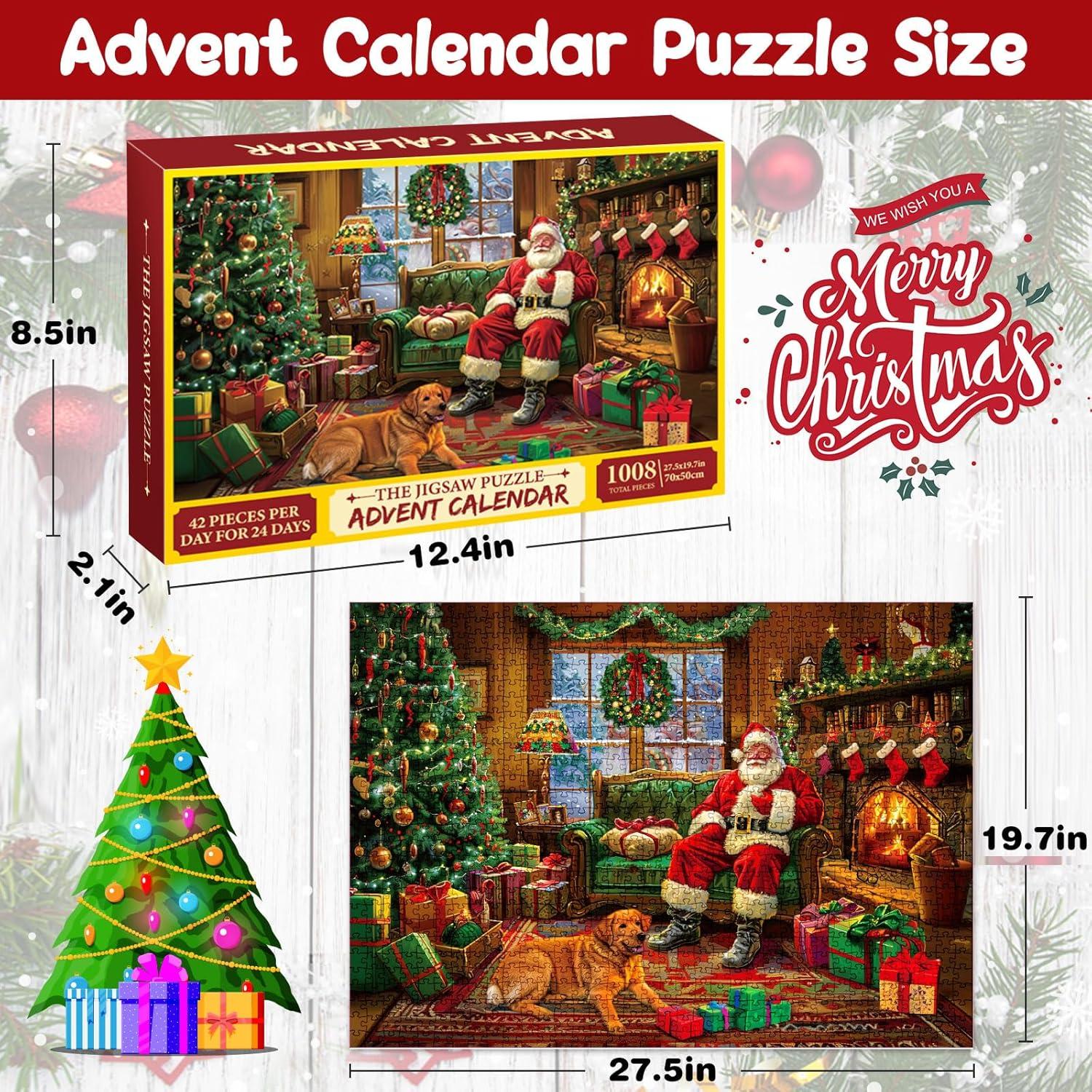 Weihnachts-Puzzle Adventskalender 2024: 1008 Teile Familien-Kalender Countdown