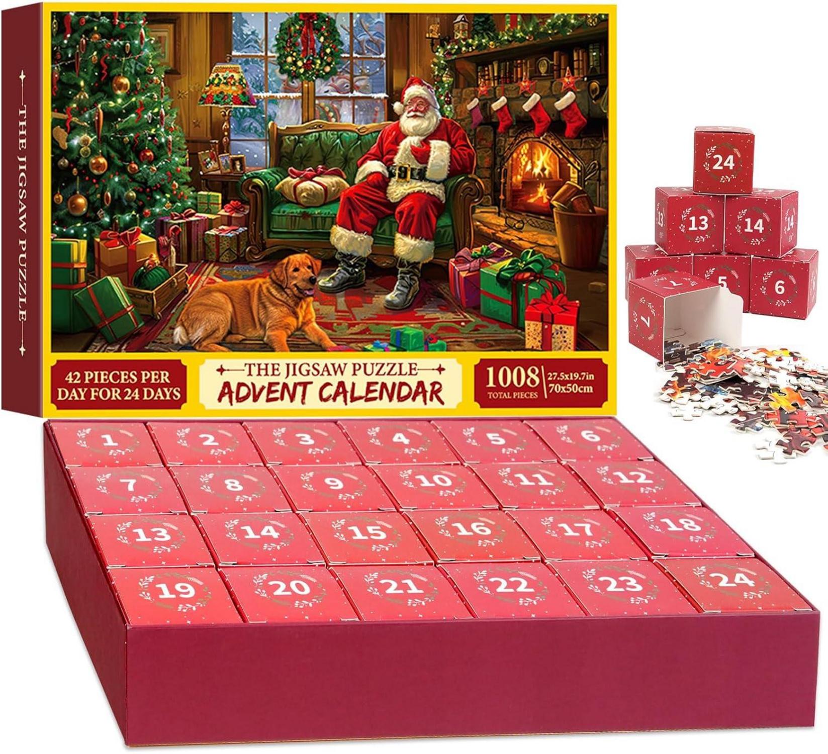 Adventskalender 2024: 1008 Teile Weihnachtspuzzle Familienurlaub Kinder