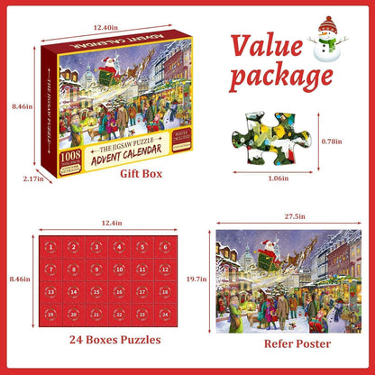 Weihnachts Puzzle Adventskalender 2024: 1008 Teile Familien