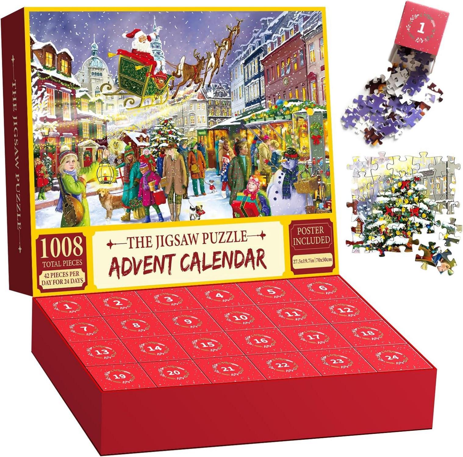 Puzzle Adventskalender 2024: 1008 Teile Familienurlaub Weihnachts Jigsaw Countdown