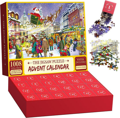 Puzzle Adventskalender 2024: 1008 Teile Familienurlaub Weihnachts Jigsaw Countdown