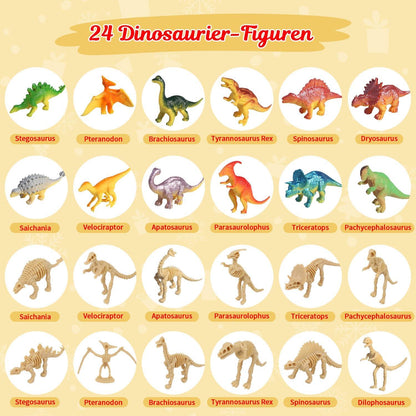 Adventskalender Dinosaurier Kinder 2024, Dino Spielzeug 24 Figuren