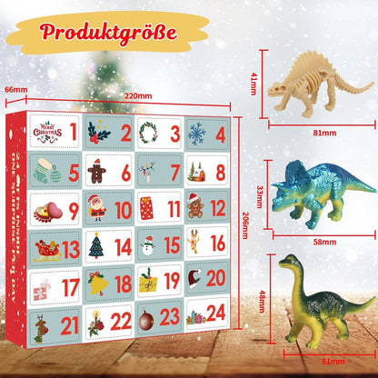 Dinosaurier Adventskalender 2024 mit 24 Dino Figuren für Kinder