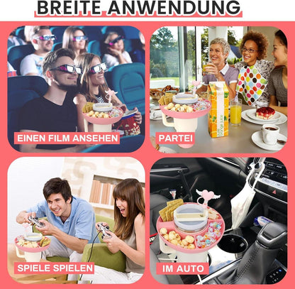 Snackschale Stanley Cup Zubehör: Silikon Snackteller 5tlg Set mit Deckel für