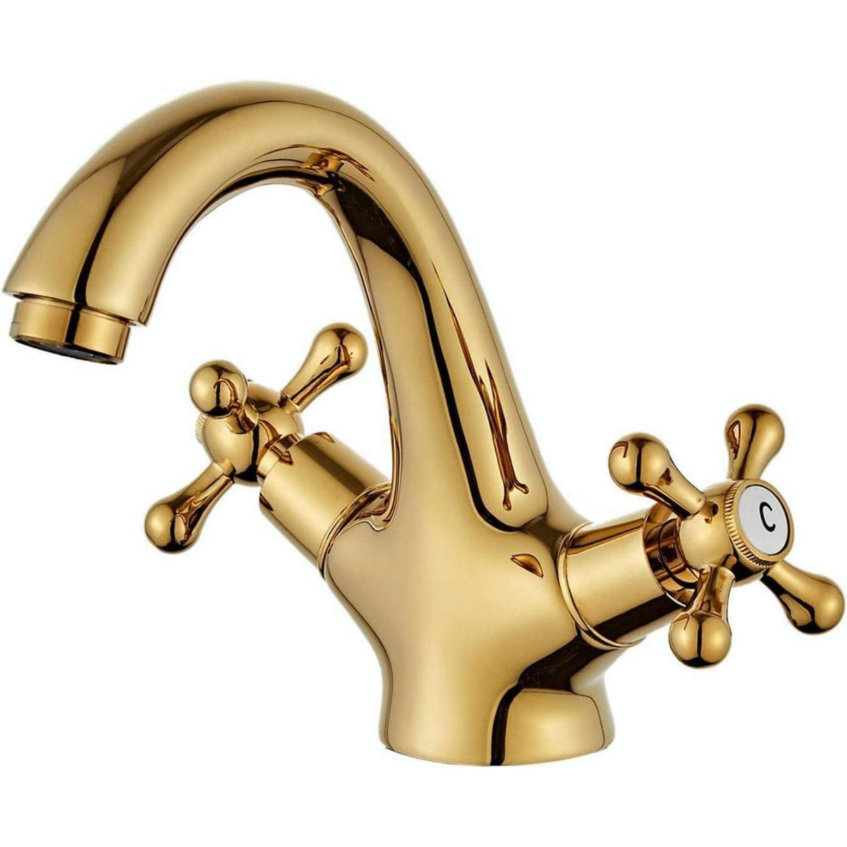 Vintage Badarmatur mit Doppelgriff in Gold