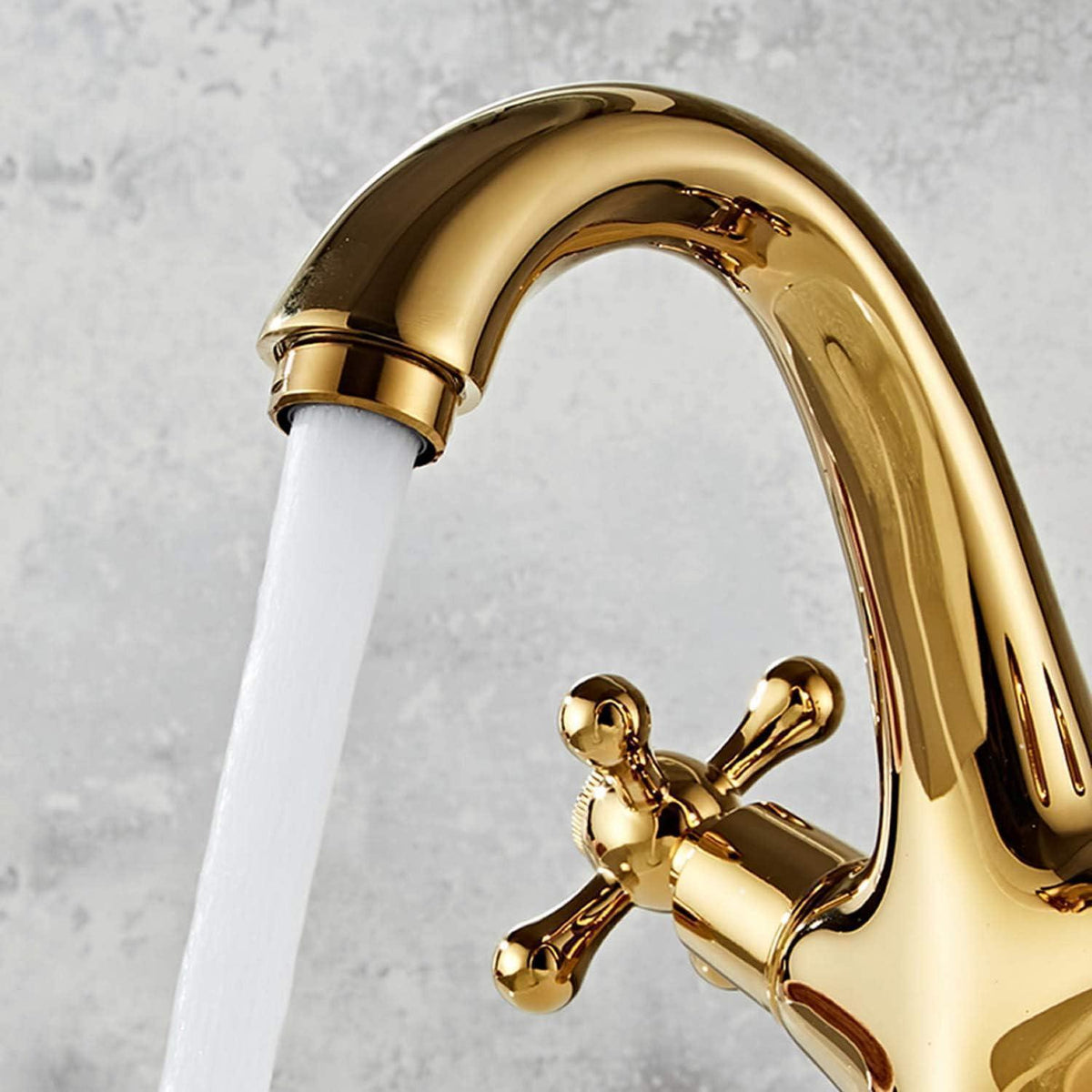 Vintage Badarmatur mit Doppelgriff in Gold