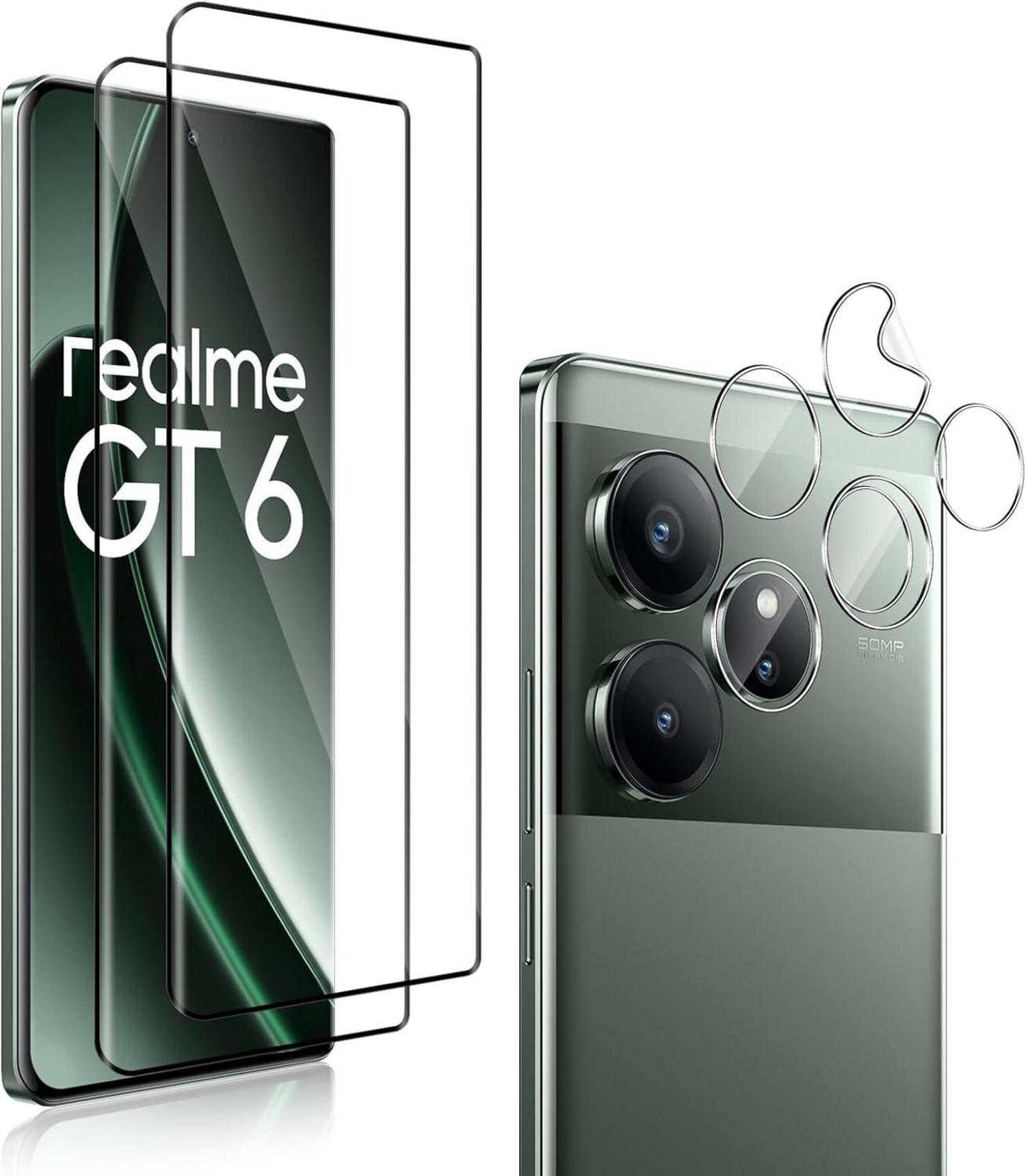 Panzerfolie für Realme GT6 2 Stück Display + Kameraschutz Folie