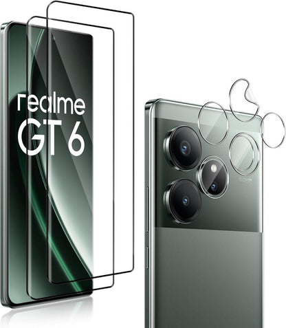Panzerfolie für Realme GT6 2 Stück Display + Kameraschutz Folie