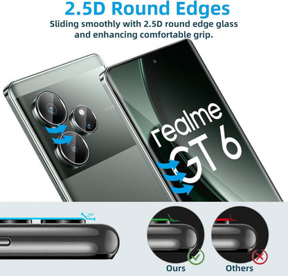 Panzerfolie für Realme GT6 2 Stück Display + Kameraschutz Folie