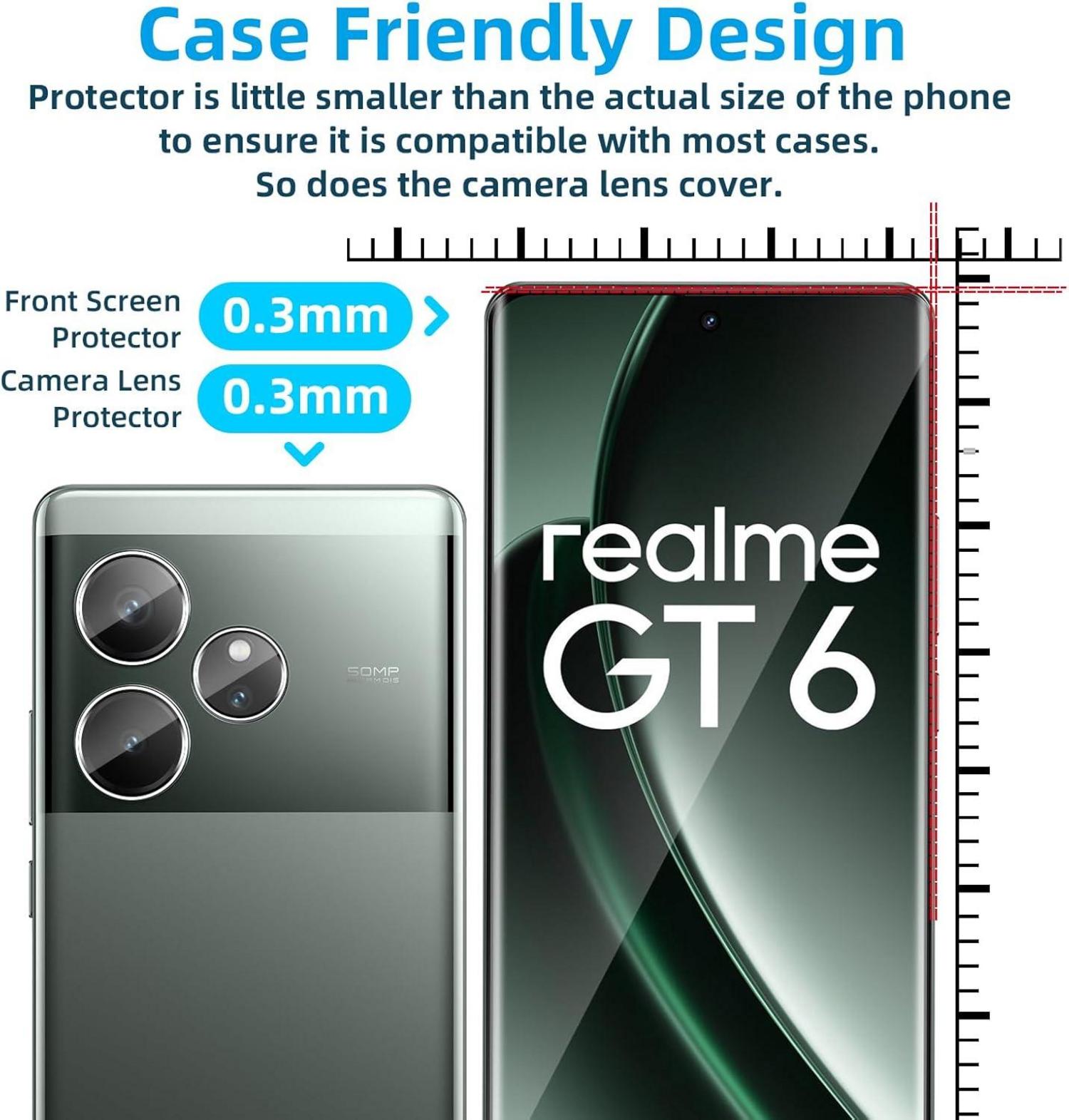 Panzerfolie Realme GT6 Displayschutz 9H 4er Set Blaulichtfilter