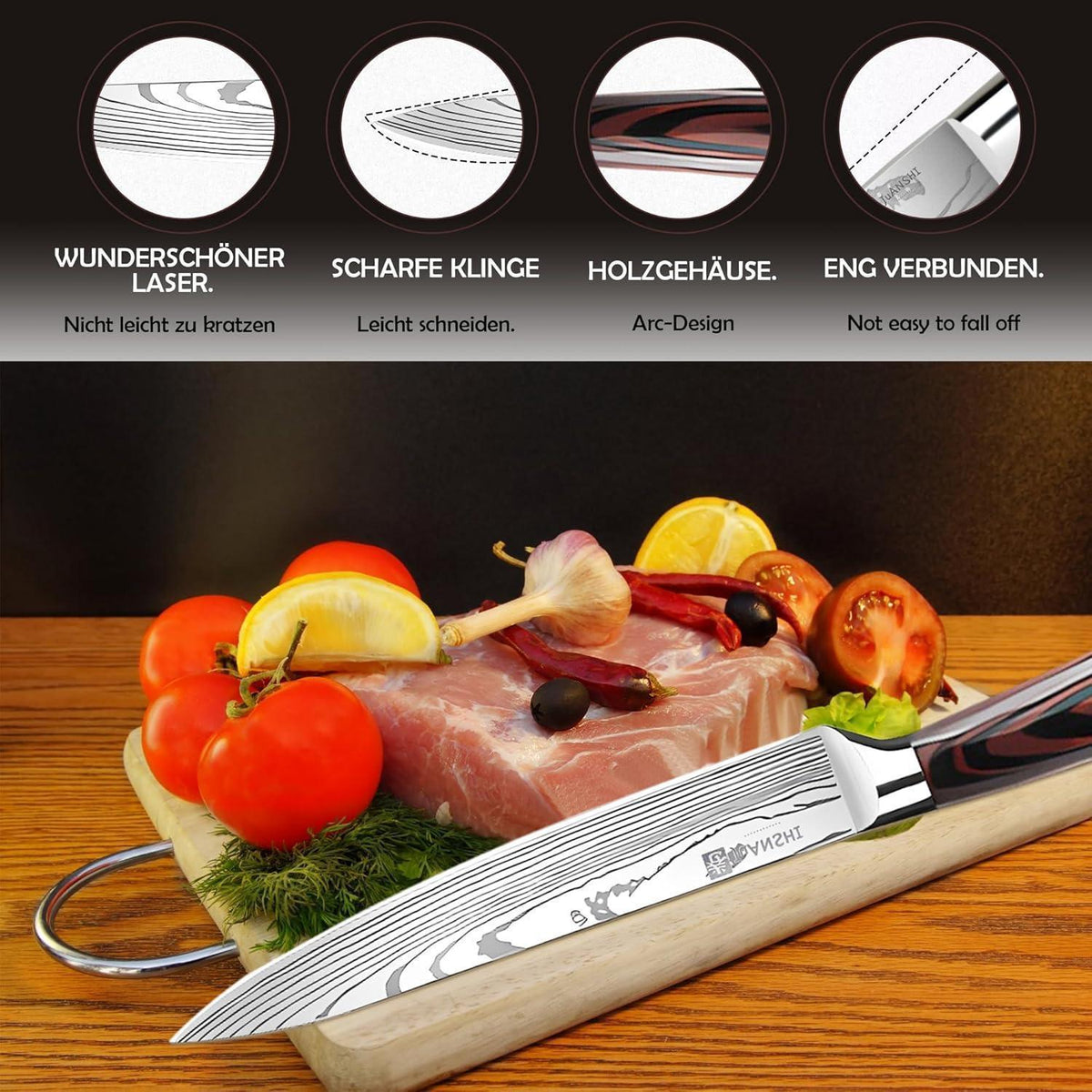 Profi Fleischmesser 20 cm – Scharfes Küchenmesser aus Edelstahl