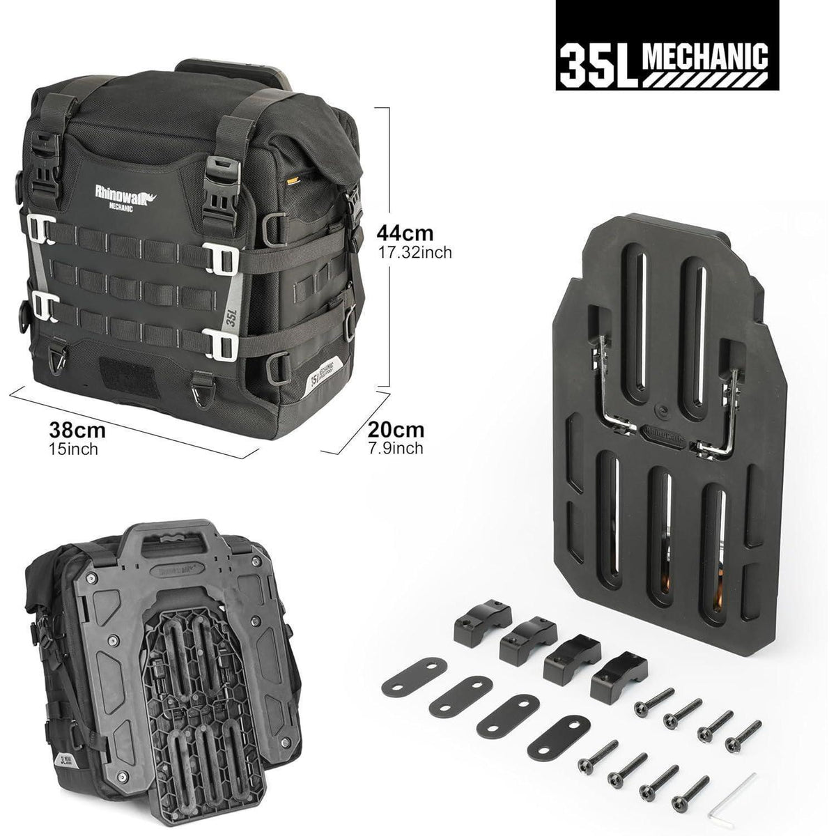 Motorrad-Satteltaschen 35L wasserdicht mit Schnellverschluss und MOLLE