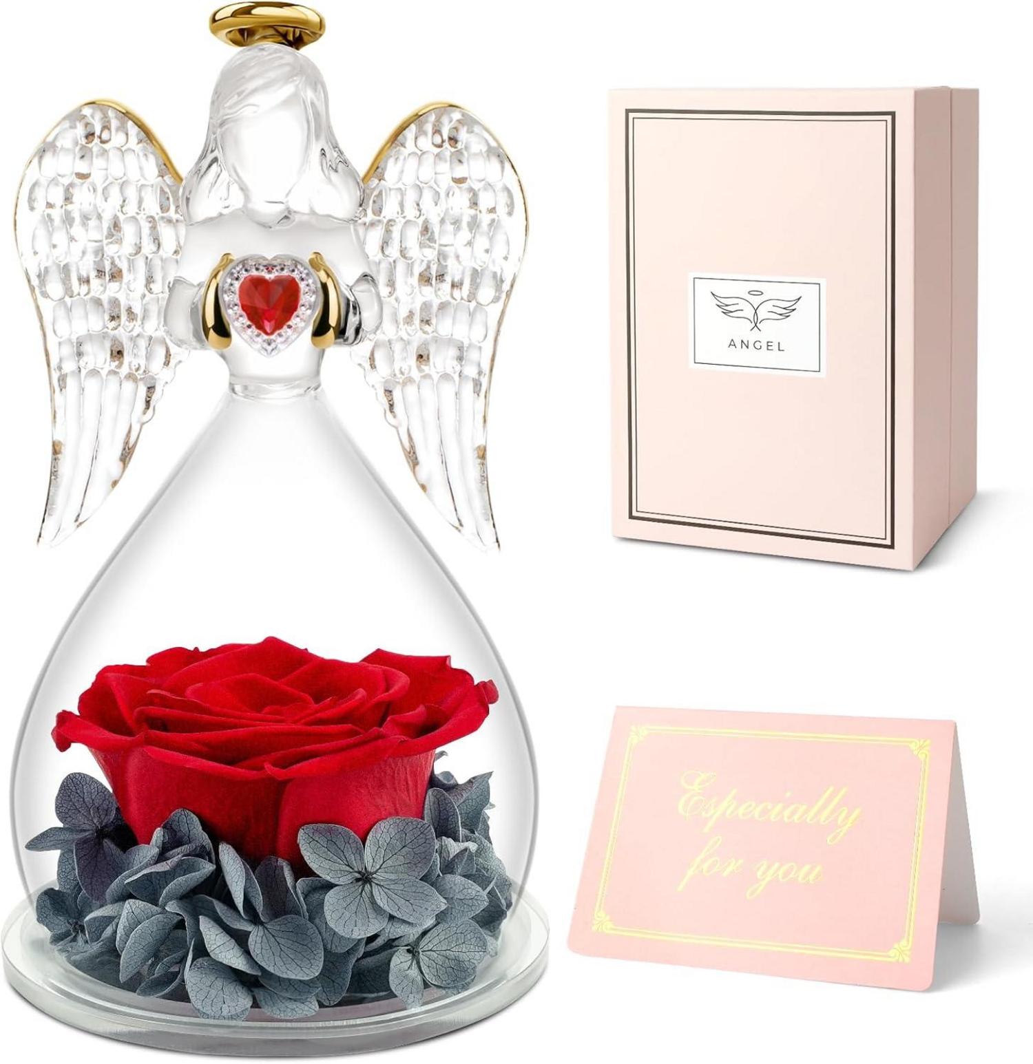 Ewige Rose Engel Figur Geschenkbox Valentinstag Weihnachten