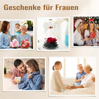 Ewige Rose Engel Figur Geschenkbox Geburtstag Weihnachten Muttertag Rot