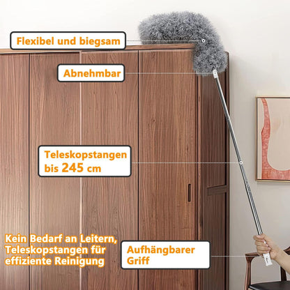 Staubwedel Teleskop ausziehbar bis 2,45m Biegbar Blau 5