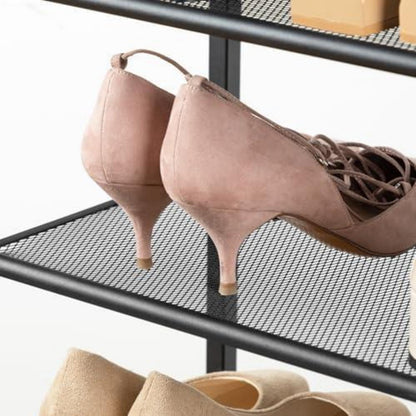 6-stufiges Schuhregal Greige & Schwarz – Schuhablage für 18-24 Paar
