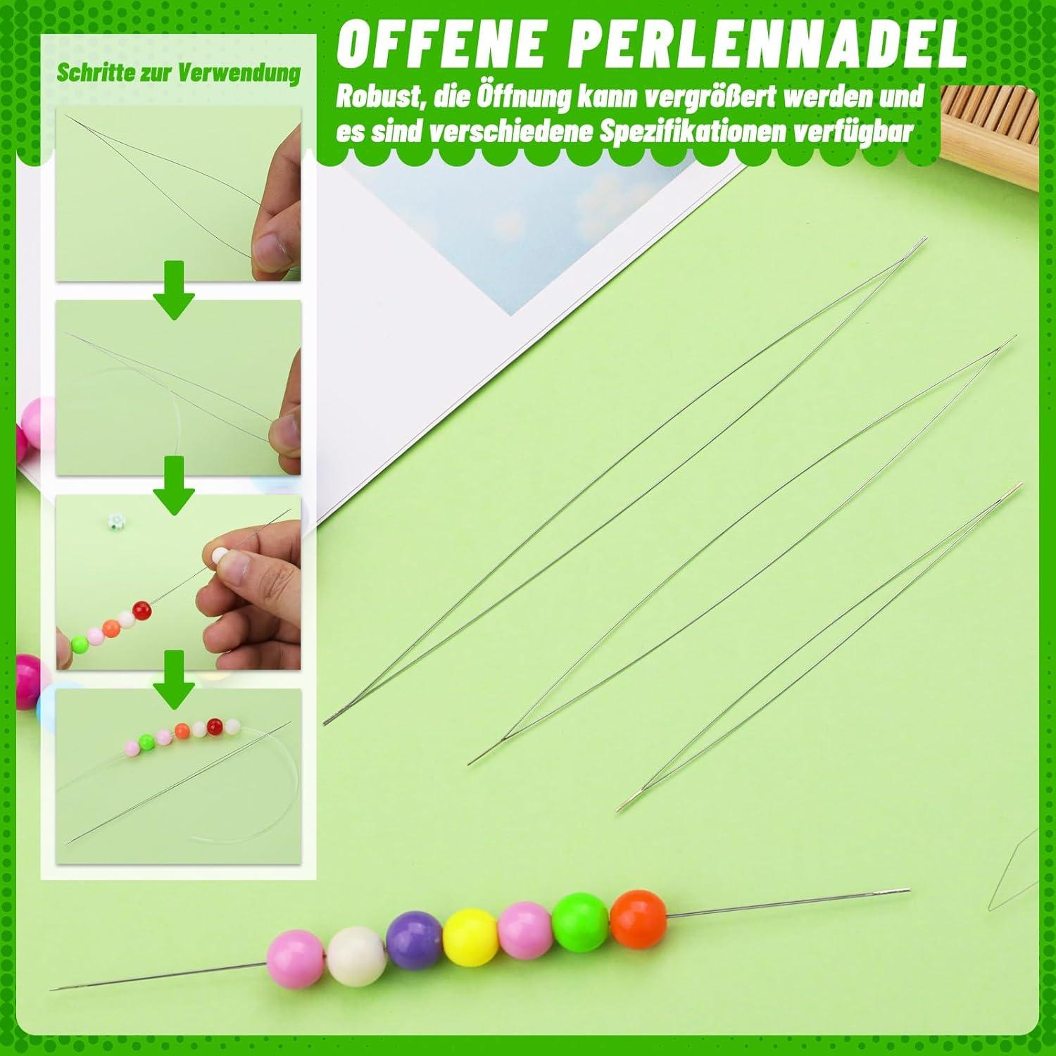 Perlennadel-Set 86-teilig für Schmuckherstellung, große Öhr- und lange