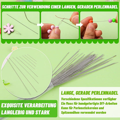 Perlennadel-Set 86-teilig lange gerade Nadeln großem Öhr für Schmuckherstellung