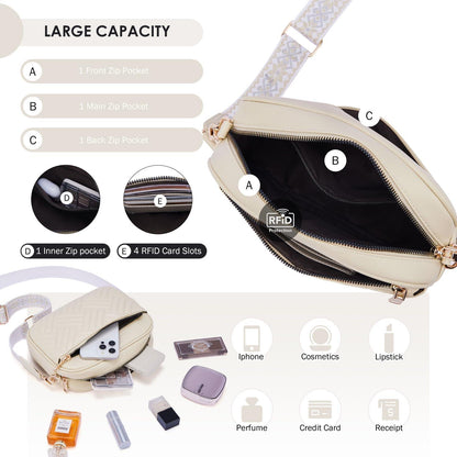Roulens Gesteppte Damen PU Leder Umhängetasche Crossbody Bag Verstellbarer Gurt